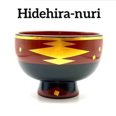 川連漆器】朱塗 牡丹蝶沈金 雑煮椀 2客 箸付 / 未使用品 ヴィンテージ