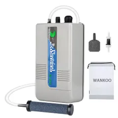 WANKOO エアーポンプ 釣り 水槽 ポンプ ブクブク エアポンプ 単1型乾電池2本 付属品にはチューブ、ストーン、逆流防止弁、防水収納袋 釣り用/???クアリウム適用 RSのサムネイル