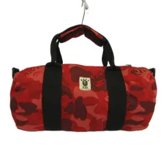 アベイシングエイプ A BATHING APE キッズ KIDS ボストンバッグ ショルダー 2WAY ナイロン 迷彩柄 カモフラ ロゴ 赤 レッド /XZ ■GY01のサムネイル