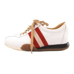バリー BALLY スニーカー シューズ ライン レザー 34.5 白 ホワイト 茶 ブラウン /JS ■GY50のサムネイル