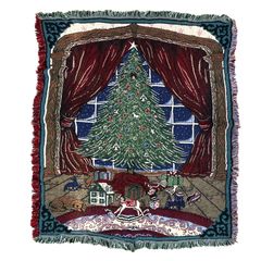 vintageラグ ブランケット マルチカバー タペストリー クリスマス