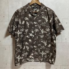 SCHOTT アロハシャツ コウモリ 蜘蛛の巣 スパイダー レーヨン混 総柄 L