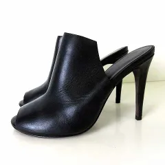 セオリー Theory ミュール サンダル オープントゥ ピンヒール 本革 レザー 37.5 黒 ブラック 23.5cm くつ 靴 シューズのサムネイル