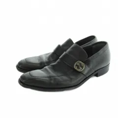 グッチ GUCCI 114416  ローファー インターロッキング レザー ロゴ スクエアトゥ 9.5 28.5cm 黒 ブラック ■GY73 /MQ ■OHのサムネイル