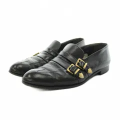 ジャンニヴェルサーチ ヴェルサーチェ GIANNI VERSACE ビジネスシューズ ダブルモンク ロゴ レザー 42.5 黒 ブラック /AN4 ■GY18のサムネイル