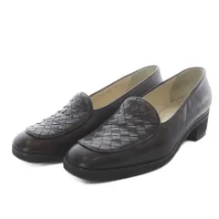 ボッテガヴェネタ BOTTEGA VENETA ローファー モカシン イントレチャート チャンキーヒール レザー 6C ダークブラウン /YO36 ■GY18のサムネイル