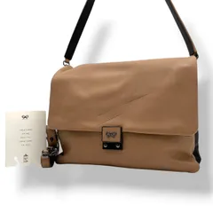 アニヤハインドマーチ ANYA HINDMARCH バッグ Carker カーカー シリーズ レザー ショルダーバッグ ハンドバッグ 手提げ 肩掛け 斜め掛け フラップ 本革 ベージュ系 ブラック バイカラー ガンメタル金具 S2のサムネイル