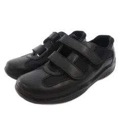 プラダスポーツ PRADA SPORT スニーカー シューズ ローカット レザー ベルクロテープ ロゴ 36.5 黒 ブラック /FF ■GY19のサムネイル