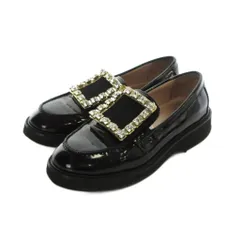 ロジェヴィヴィエ ROGER VIVIER ローファー クリスタルバックル パテントレザー ロゴ 36 23cm 黒 ブラック ■GY50 /MQのサムネイル