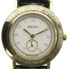 ゼニス ZENITH 19.0070.880 腕時計 ヴィンテージ アンティーク ウォッチ スモセコ クォーツ レザーベルト 白文字盤 ゴールドカラー 金色 ■GY11 /MQのサムネイル