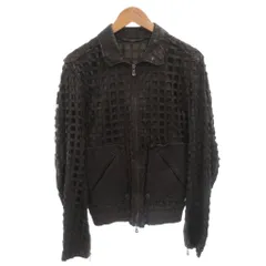 ドルチェ&ガッバーナ ドルガバ DOLCE&GABBANA レザー ジャケット 革ジャン パンチング カット加工 ジップアップ 羊革 46 茶 ブラウン /FF ■GY18のサムネイル