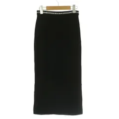 ミュウミュウ miumiu Viscose Skirt ビスコーススカート タイト イージー ウエストゴム ミモレ ロング ロゴ 38 黒 ブラック /BB ■SHのサムネイル