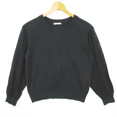 ルクールブラン le.coeur blanc ニット カットソー 長袖 異素材切替 ストレッチ 綿 38 ブラック kz15764のサムネイル