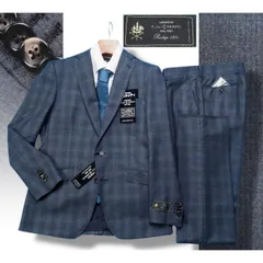 新品10.8万円 大手百貨店扱い 秋冬『CERRUTI チェルッティ 伊製生地』Super130Sウール サキソニー起毛 スーツAB5青(F) 1020491のサムネイル