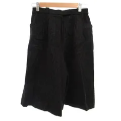 キュロットパンツ 9 黒 ブラック ストライプ柄 カプリ丈 ワイドシルエット /KR ■GY06のサムネイル