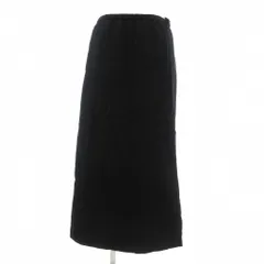 イッセイミヤケ ISSEY MIYAKE タイトスカート 綿 M ウエストゴム ひざ丈 左裾スリット 黒 ブラック /ML ■GY06のサムネイル