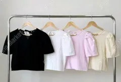 パフブラウス リネンコットン パフTシャツ サマーTシャツのサムネイル