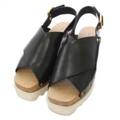 ステラマッカートニー STELLA McCARTNEY エリス プラットフォーム サンダル 厚底 フェイクレザー ストラップ 36 黒 ブラック /TK41 ▲Hのサムネイル