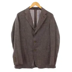 カルーゾ CARUSO butterfly Loropiana生地 テーラードジャケット ブレザー アウター シングル ワンカラー ウール シルク混 麻 リネン混 46 茶 ブラウン /BBのサムネイル