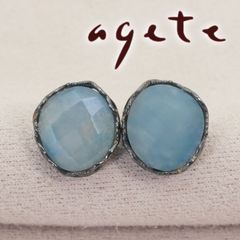 agete】K10 ターコイズ カボションカットピアス アガット - メルカリ