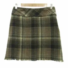 エディーバウアー EDDIE BAUER スカート 0P 茶 ブラウン ミニ丈 チェック柄 フリンジ ウール /SC ■ECF006のサムネイル