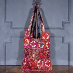 USA VINTAGE COLORFUL KNIT SHAGGY TOTE BAG/アメリカ古着カラフルニットシャギーデザイントートバッグのサムネイル