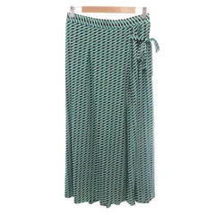 ドゥクラッセ DoCLASSE 美品 ワイドパンツ スカンツ XL 緑 グリーン 幾何学模様 ラップデザイン /SJ ■ECF004のサムネイル