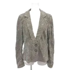 ヒロココシノ HIROKO KOSHINO 美品 ジャケット 38 白 ホワイト黒 ブラック ハウンドトゥース柄 背抜き テーラードカラー 長袖 57226792 /HW ■ECF001のサムネイル