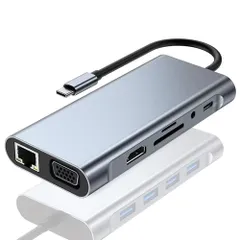USBハブ 11-in-1 Type-C 拡張ドック 多機能 PC 拡張アダプタ USB-C SD/TFカードリーダー PD急速充電 HDMIポートで4K大画面を楽しむ 5Gbps 高速転送3.0 Type-C端子搭載のノートパソコンに対応 在宅勤務や外出先でのサムネイル