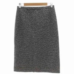 ハナエモリ HANAE MORI 美品 タイトスカート 40 黒 ブラック ミディ丈 ウール 織柄 /NL ■ECF006のサムネイル