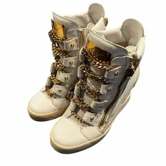 ジュゼッペザノッティデザイン GIUSEPPE ZANOTTI DESIGN ハイヒール ジップ チェーン ハイカットスニーカー 36 ホワイト×ゴールドのサムネイル