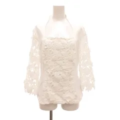 ナラカミーチェ NARA CAMICIE カットソー 花がらレース カットワーク スクエアネック 長袖 2 白 ホワイト /JSのサムネイル