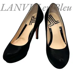【B5834】 LANVIN en Bleu ランバン オンブルー ハイヒール ブラック ピンヒール ラウンドトゥ レディース 光沢 日本製のサムネイル
