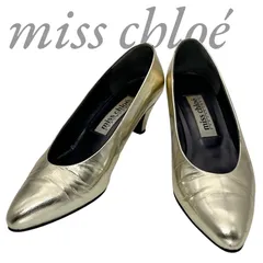 【B5837】 miss chloé ミスクロエ パンプス レザー ゴールド ポインテッドトゥ メタリック コーンヒール ヴィンテージのサムネイル