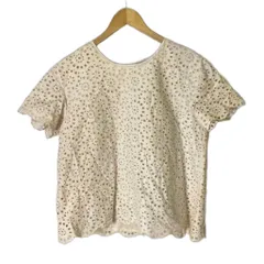 ジェイクルー J.CREW シャツ ブラウス カットワーク 半袖 12 ベージュ ■GY06のサムネイル