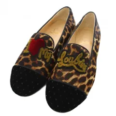 クリスチャンルブタン Christian louboutin ドゥロワー別注  MY LOVE FLAT VELVET ハラコ レオパード オペラシューズ フラットシューズ 36 ベージュ /TKのサムネイル