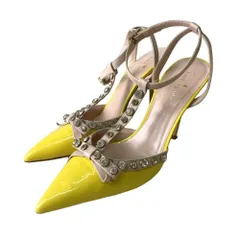 ケイトスペード KATE SPADE ヒール ピンヒール Tストラップ ビジュー装飾 ポインテッドトゥ 7W イエローのサムネイル