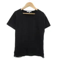 カルヴェン CARVEN Tシャツ カットソー 半袖 ラウンドネック 無地 レース XS 黒 ブラック /YS18のサムネイル