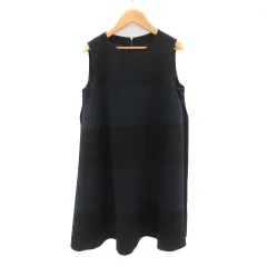 ルージュヴィフ Rouge vif ノースリーブワンピース ひざ丈 黒 ブラック 紺 ネイビー /YK36のサムネイル