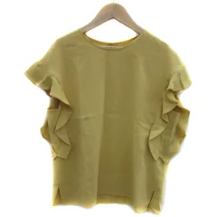 エムズセレクト m’s select カットソー フレンチスリーブ ノースリーブ ラウンドネック 無地 フリル 36 S 黄色 イエロー /YS25のサムネイル