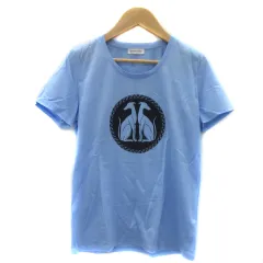 トラサルディ TRUSSARDI Tシャツ カットソー 半袖 ラウンドネック イラスト 38 M 水色 ライトブルー 紺 ネイビー /YS20のサムネイル