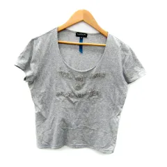 ランバン LANVIN Tシャツ カットソー 半袖 Uネック ビーズ装飾 40 L グレー /SY31のサムネイル