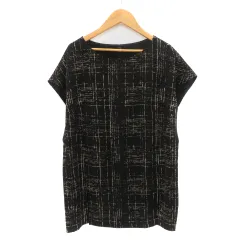 コムサ COMME CA ブラウス カットソー 半袖 チェック柄 11 黒 ブラック ライトベージュ /YK17のサムネイル