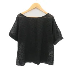 ボンメルスリー BON MERCERIE カットソー 半袖 シースルー 花柄レース オーバーサイズ 36 S 黒 ブラック /YK35のサムネイル