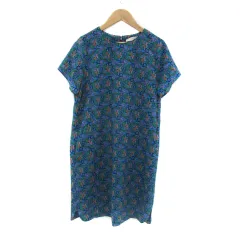 ルッキリル rukkilill ワンピース ひざ丈 半袖 ラウンドネック 花柄 総柄 F マルチカラー 青 ブルー /YS10のサムネイル