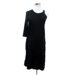 ブラック バイ マウジー BLACK by moussy ワンピース ラウンドネック ノースリーブ 七分袖 アシンメトリー ミモレ丈 F 黒 ブラック /HO43のサムネイル