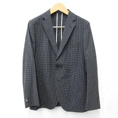 パッゾ PAZZO collection テーラードジャケット シングル 背抜き チェック柄 ウール 黒 グレー ブラック ABLLのサムネイル