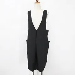 トゥービーバイアニエスベー To b. by agnes b. ジャンパースカート ひざ丈 Ｖネック フレア 黒 ブラック 38のサムネイル