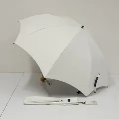 折りたたみ日傘 芦屋ロサブラン 完全遮光折日傘 USED美品 2段折 プレーン アイボリー 寒竹手元 UV 遮熱 50cm FS9754のサムネイル