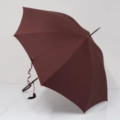 晴雨兼用傘 FOX UMBRELLAS フォックス アンブレラズ USED美品 細巻 ワイン 英国製 レザー手元 タッセル付き 51cm S3129のサムネイル